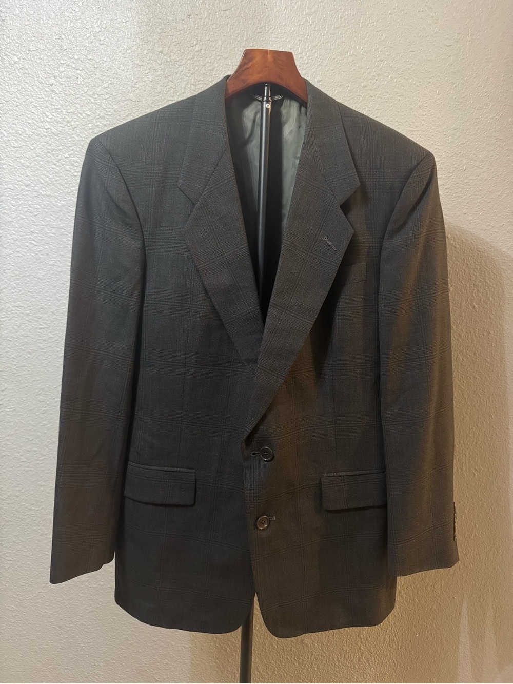 Christian Dior classic charcoal gray plaid wool/ see pics for details.